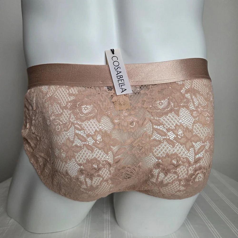 Cosabella Italian Men's Sports Brief Cappuccino Brown Floral Lace Designer L